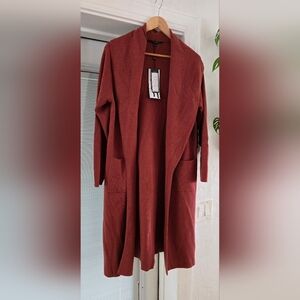 NWT Rust Open Front Long Duster Cardigan Sweater